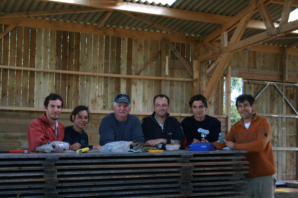 Equipe amis ferme pose portails